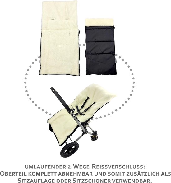Baby Voetenzak - Knuffelzak Kinderwagen - Warm Blijven - Universele Pasvorm - 108 cm - Zwart Gevoerd — afbeelding 5