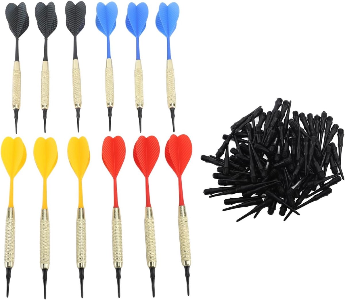Complete Dart Set met Soft Tip en Iron Shank, Antislip Patroon en Extra Dart Flights voor Elektronische Dartborden Binnengebruik