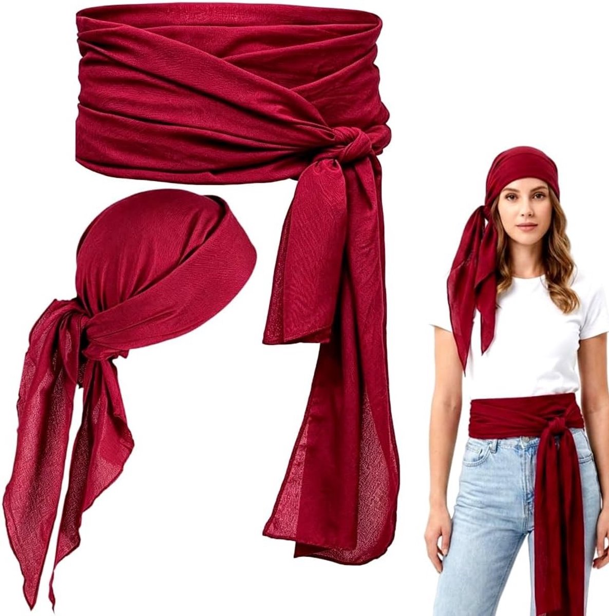 Piratenkostuum accessoires set met bandana en haarband voor Halloween en carnaval, perfect voor middeleeuwse feesten en verkleedpartijen