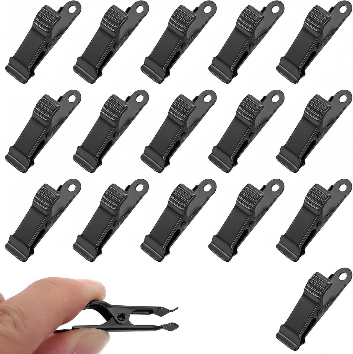 16 Stuks Zwarte Metalen Klemmen met Veer - Ideaal voor Knutselen, Kantoor, Foto's en Kleding