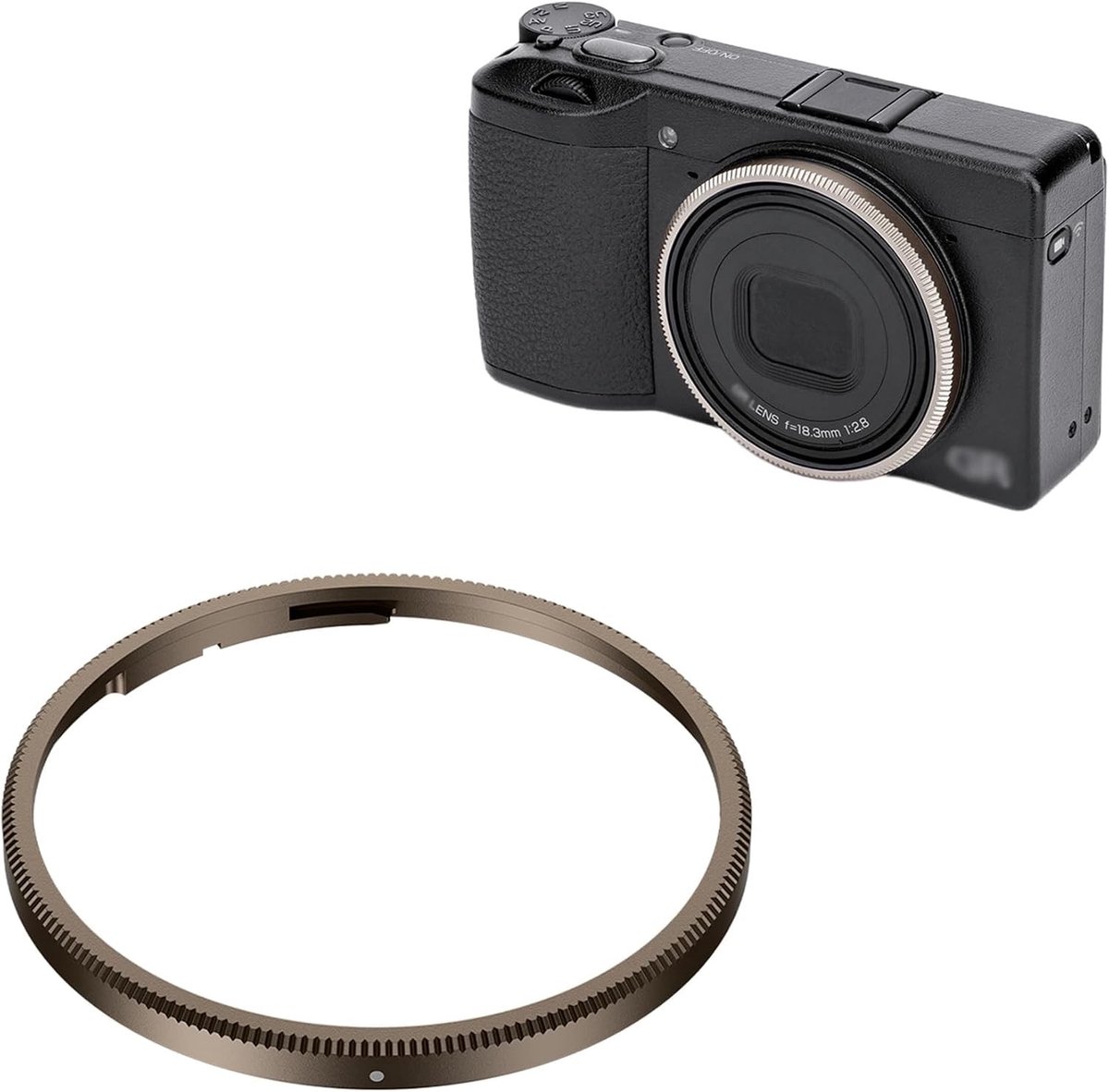 Metaal Lensdecoratiering voor Ricoh GR IV Camera - Vervangt GN-3, Grijs, Geschikt voor Fotografie, Lensaccessoires en Camera-upgrades