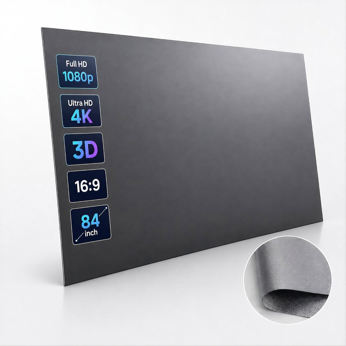 Lumenix Beamer Scherm Oprolbaar - Projectiescherm Oprolbaar - 84 Inch - 16:9 - Binnen en Buiten - ALR Grijs