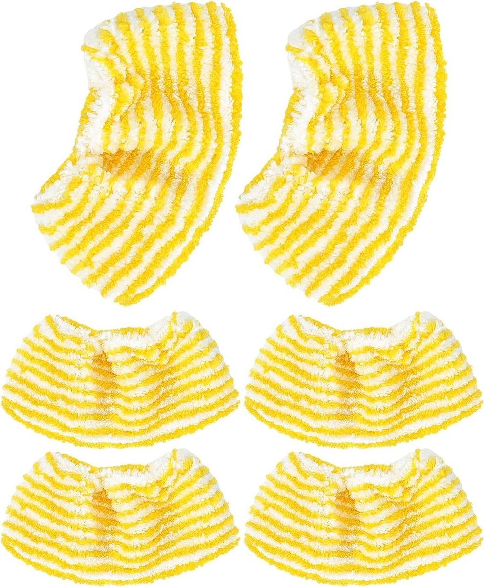 Microvezeldoeken Set voor Stoomreiniger, Geel en Wit Gestreept, 6 Stuks voor Effectieve Reiniging