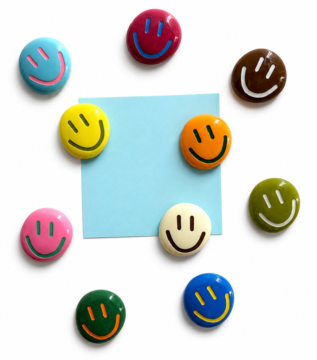 TLVX 10 stuks Gekleurde 3D Smiley Magneten / Leuke Koelkastmagneten / Foto magneet / Smileys Whiteboard / Speel- en Leer Magneten / School / Boodschappenlijst / Notitie / Memo bord / Kantoor / Schoolbord / Magnetisch / Vrolijke Kleur Magneten