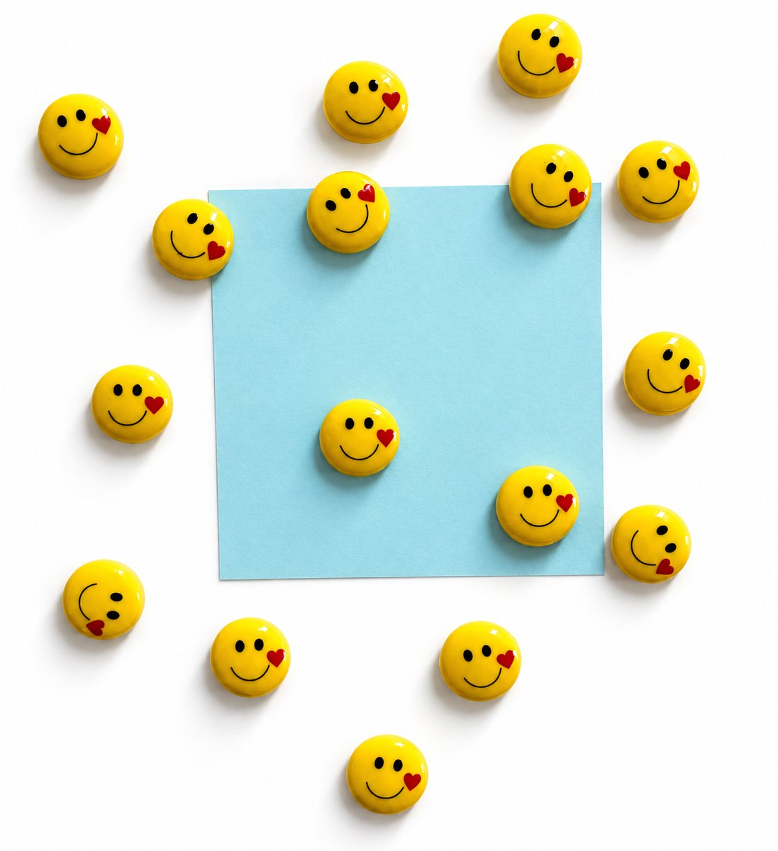 TLVX 16 stuks Kleine Smiley Hartjes Magneten 3D / Leuke Koelkastmagneten / Sterke Foto Magneet / Speel- & Leer / School / Kaart / Whiteboard / Valentijn / Boodschappenlijst / Notitie / Memobord / School bord / Magnetisch / HVJ / Love You Magneetjes