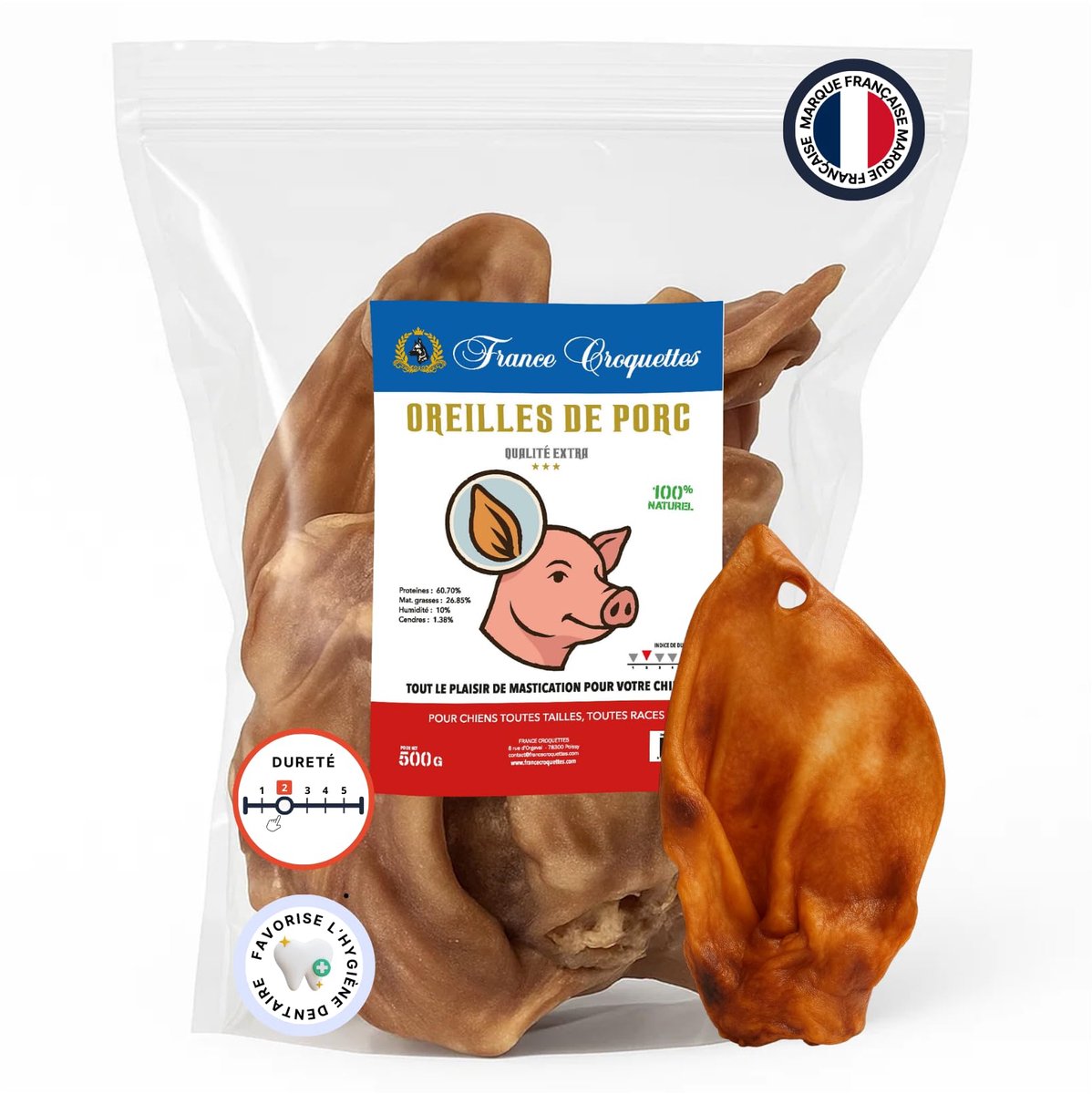 Varkensoren voor honden, 100% natuurlijke traktatie, duurzaam kauwen, rijk aan eiwitten, zonder toevoegingen, voor - ShopVlot