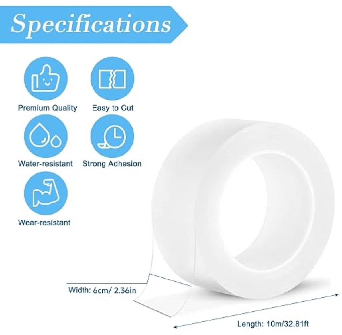 Afdichtband voor Deuren en Ramen - Zelfklevende Afdichtingstape - Transparant Waterdicht Stofdicht - Tochtstopper Isolatietape - 6cm x 10m