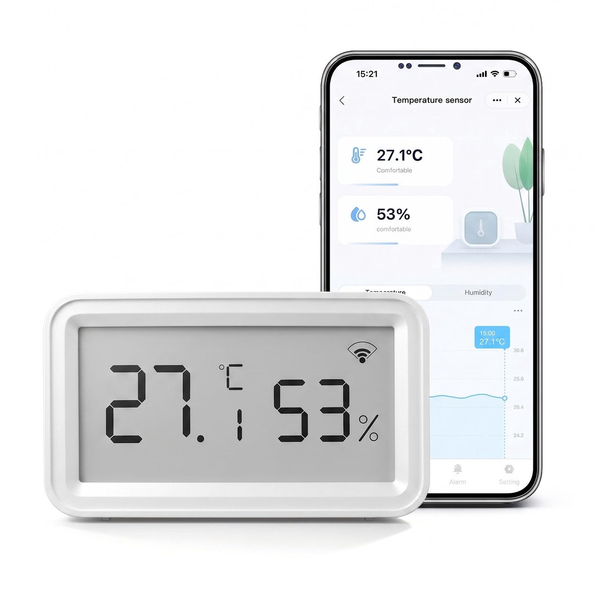 Thermometer hygrometer binnen - wifi-temperatuursensor - lcd-scherm - ideaal voor babykamer - ShopVlot