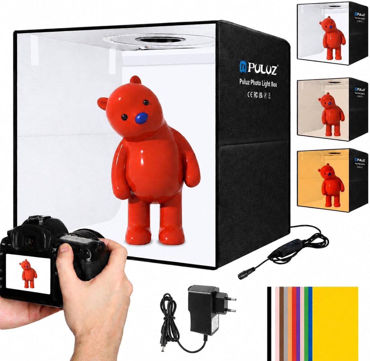 Professionele Fotostudio Lichtdoos 20x20 Inch met Dimbare LED Verlichting en 12 Achtergronden voor Productfotografie