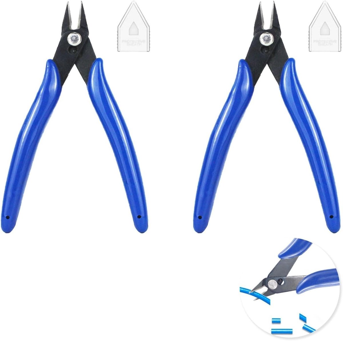Precisie Flush Cutters Set - 2 Stuks Blauw Staal en PVC Draadknipper voor Elektrische Klussen, Huishoudelijke Reparaties en Sieradenbewerking