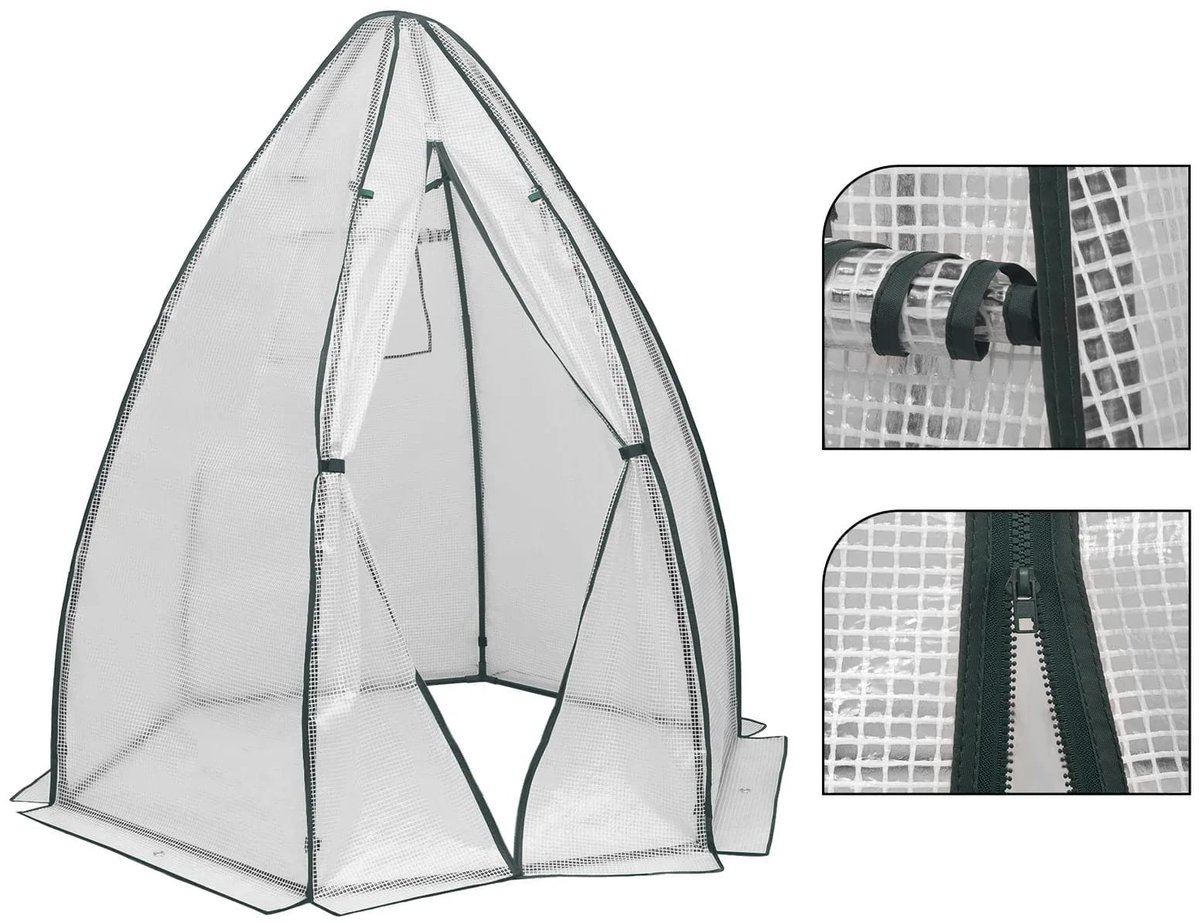 Tuinkas Wit - Beschermend foliehuis, UV-bestendig - Planten tegen vorst, wind en insecten - B 69 x D 49 x H 158 cm - Wit