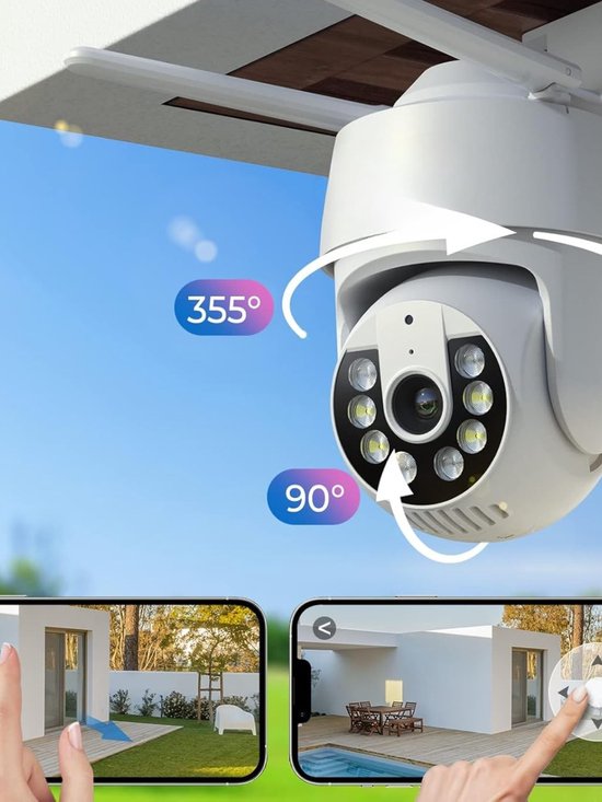 Allvia® Camerabewaking Draadloos - Beveiligingscamera Draadloos Buiten - Verborgen Camera - 360° - met 2-Weg audio, Automatische Tracking, Kleuren Nachtzicht, Sirene Alarm - Werkt met Alexa - Wit - 17cm x 9cm x 16cm — afbeelding 4