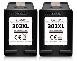 Boxstuff Inkt geschikt voor 302 XL - (F6U68AE) Compatibel met HP 302 / 302XL - Inkt Cartridge 2-Pack voor HP Deskjet 1110 / 1111 / 1112 / Envy 4510 / 4511 / 4512 / Officejet 3830 / 3831 / 3832 / 4650 / 4652 / 4654 - Multipack Zwart
