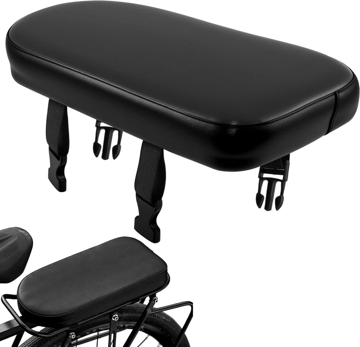 Fiets achterkussen - Bagagedrager zitting - Comfortabel fietsen - Waterdicht schokbestendig - 30 x 145 cm - Zwart