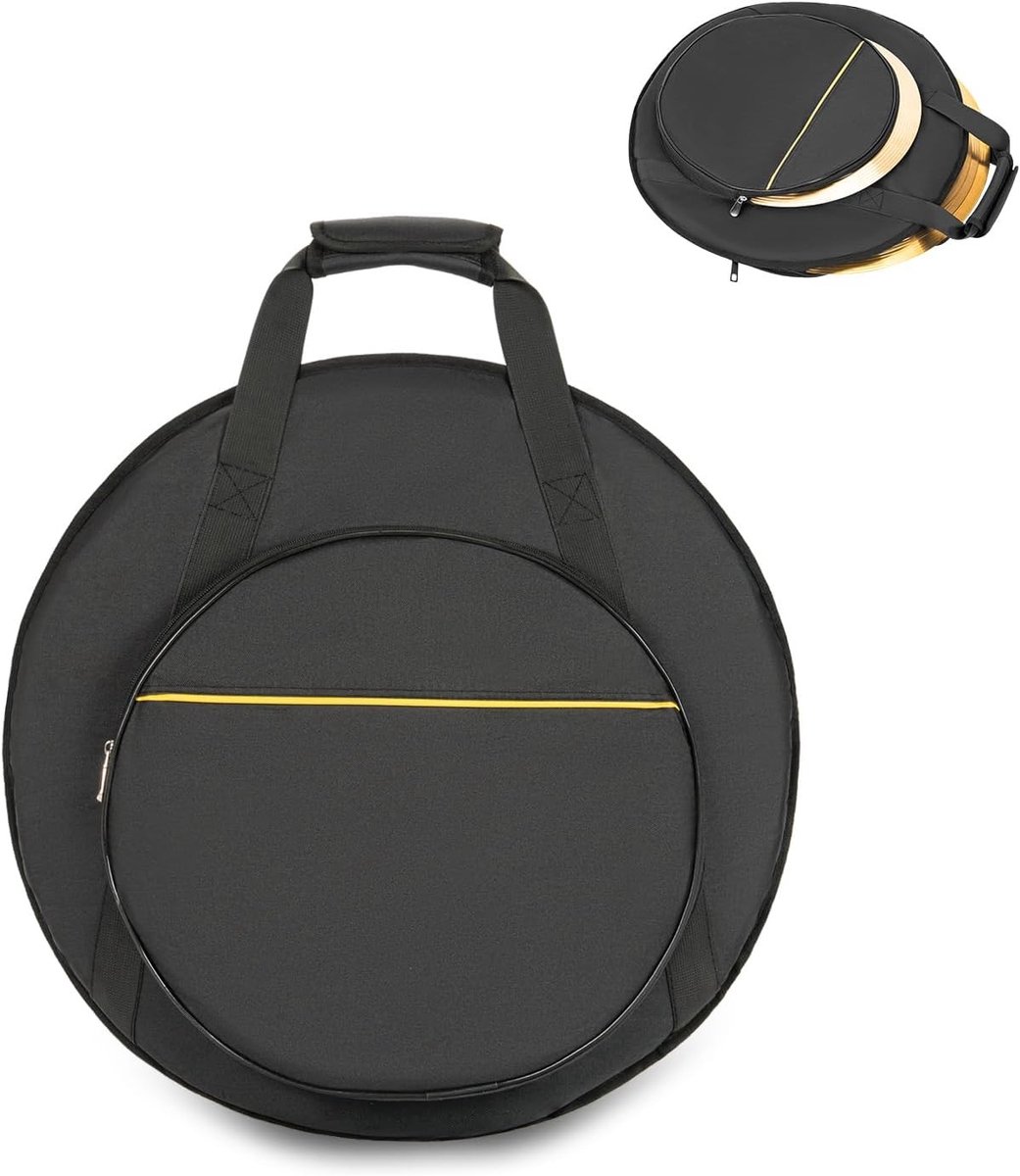 Cymbal Bag 22 Inch, Waterdicht Oxford Stof, Gevoerde Scheiding, Ruimte voor 5 Cymbals, 17 Inch Buitencompartiment, Comfortabele Draaggreep, Zwart