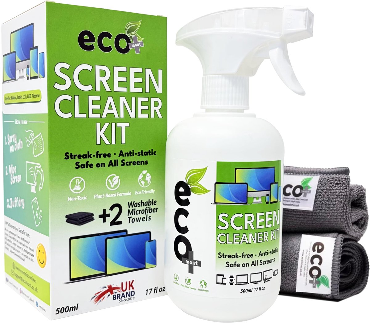 Schermreinigingsspray 500 ml - Natuurlijke formule - Inclusief 2 microvezeldoeken - ShopVlot