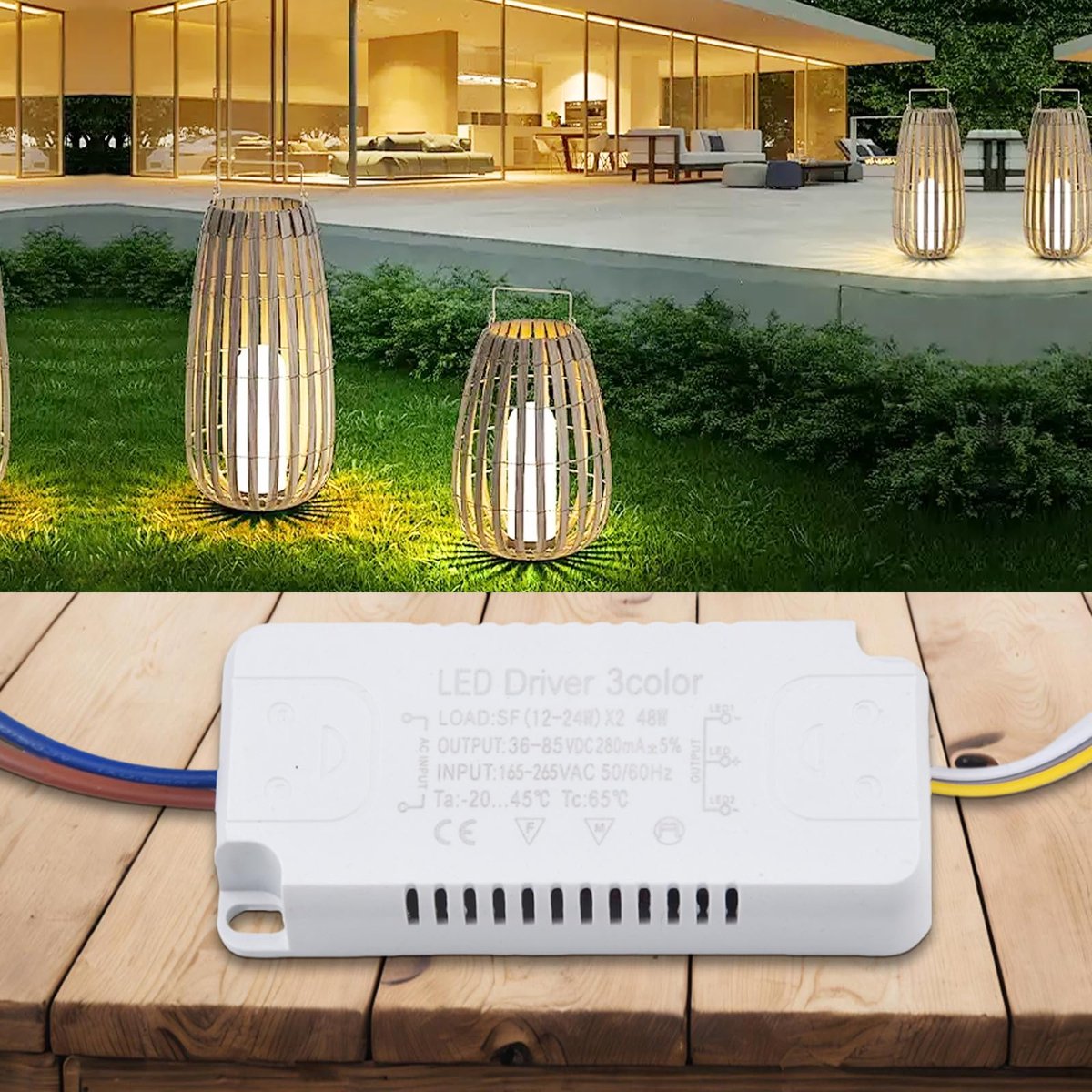 Led-transformator 3-kleuren-adapter - vervangingsdriver 20-40 W - niet-isolerende uitvoering - ideaal voor verlichting - ShopVlot