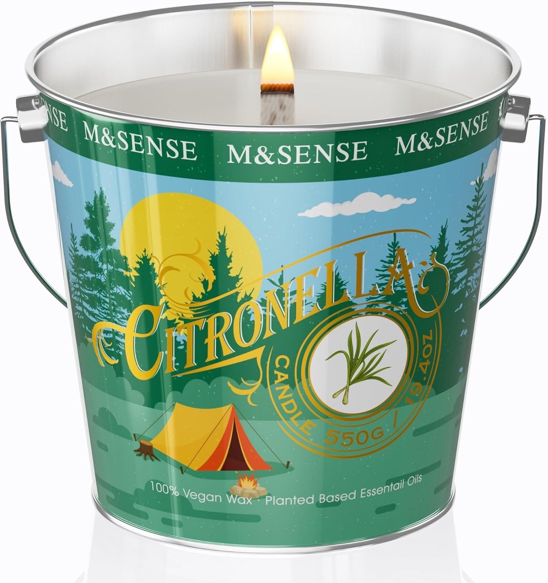 Citronella Eucalyptus Geurkaars - CitronellaEucalyptus - 550 g - Natuurlijke Sojawas - Voor Buiten