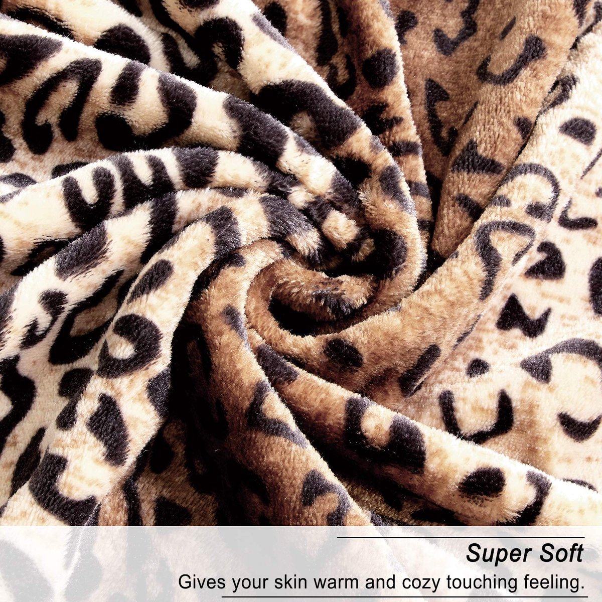 Flanellen fleece plaid 50x60 - lichtgewicht deken - super zacht - gezellig warm met luipaardprint - ShopVlot