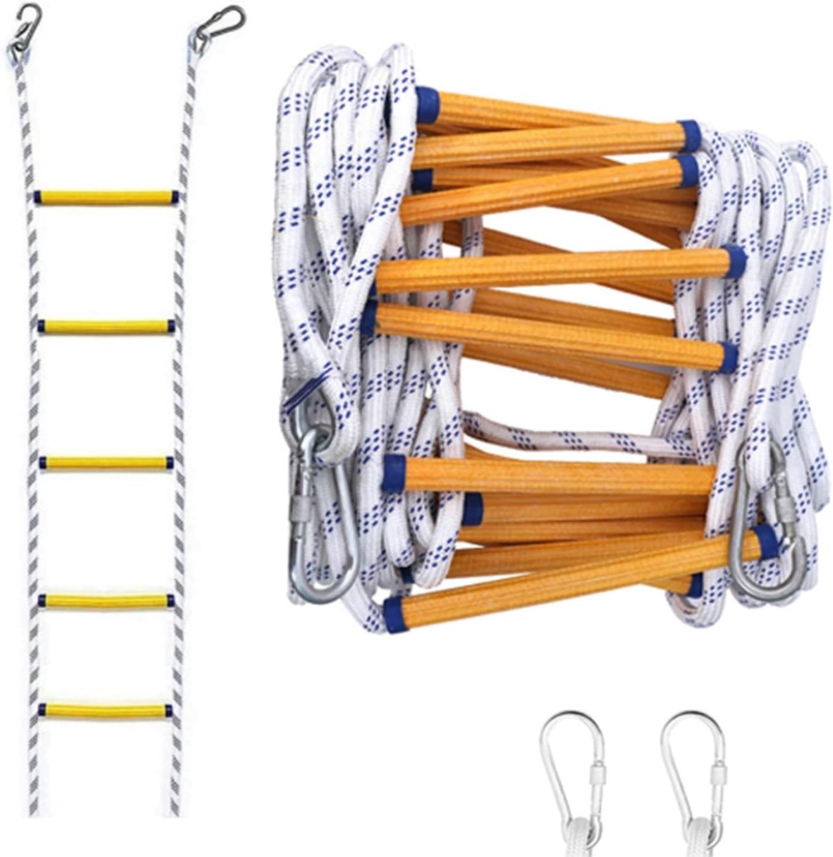 Draagbare kabelladder van 15 m, gevlochten ontwerp, geschikt voor noodsituaties, ideaal voor 3-6 verdiepingen, balkons en leuningen, met een draagvermogen tot 200 kg.