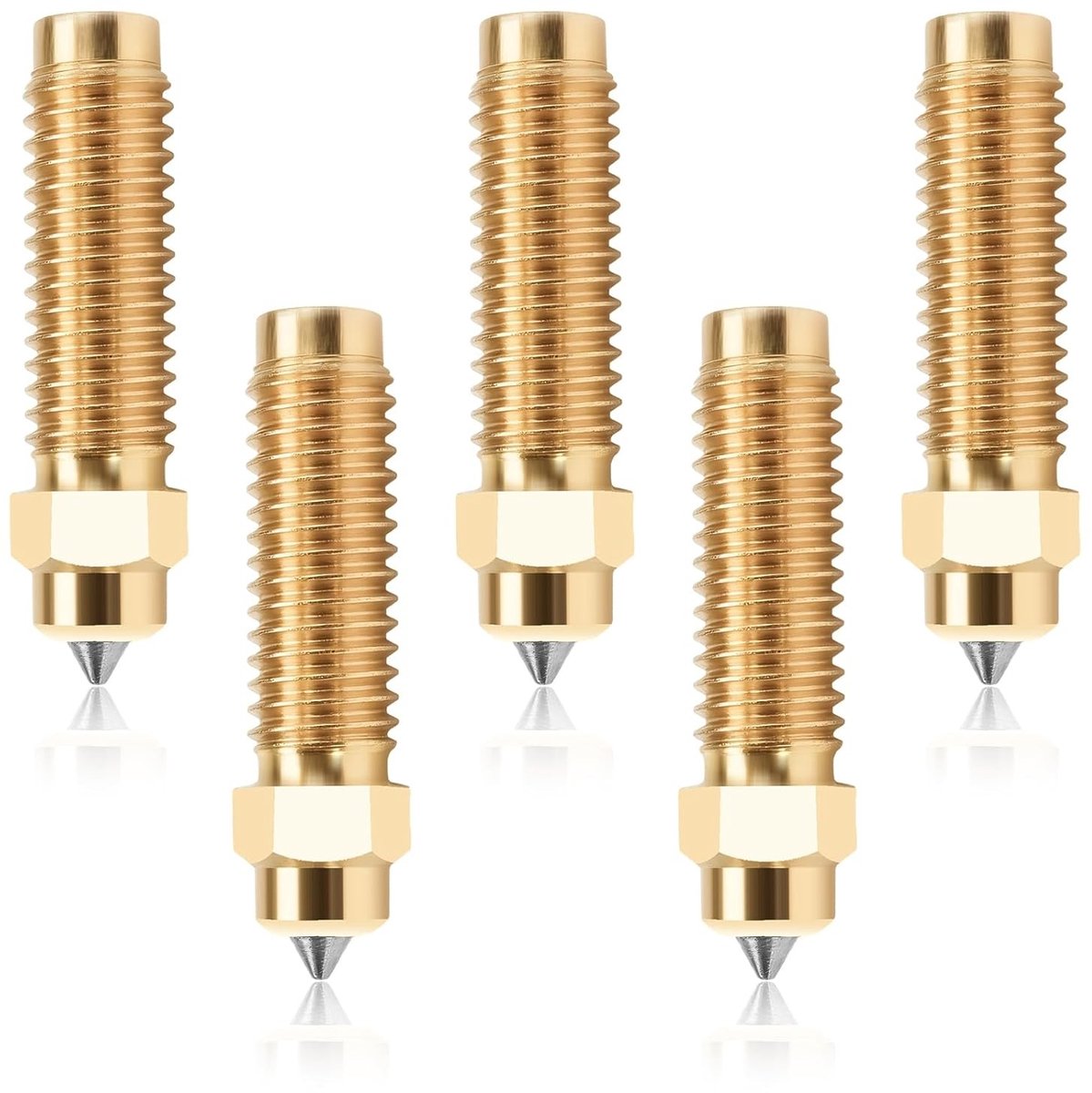 Set van 5 Stuks 3D Printer Nozzles 0.4mm - Duurzame Messing en Stalen Nozzles voor Precisie Printen