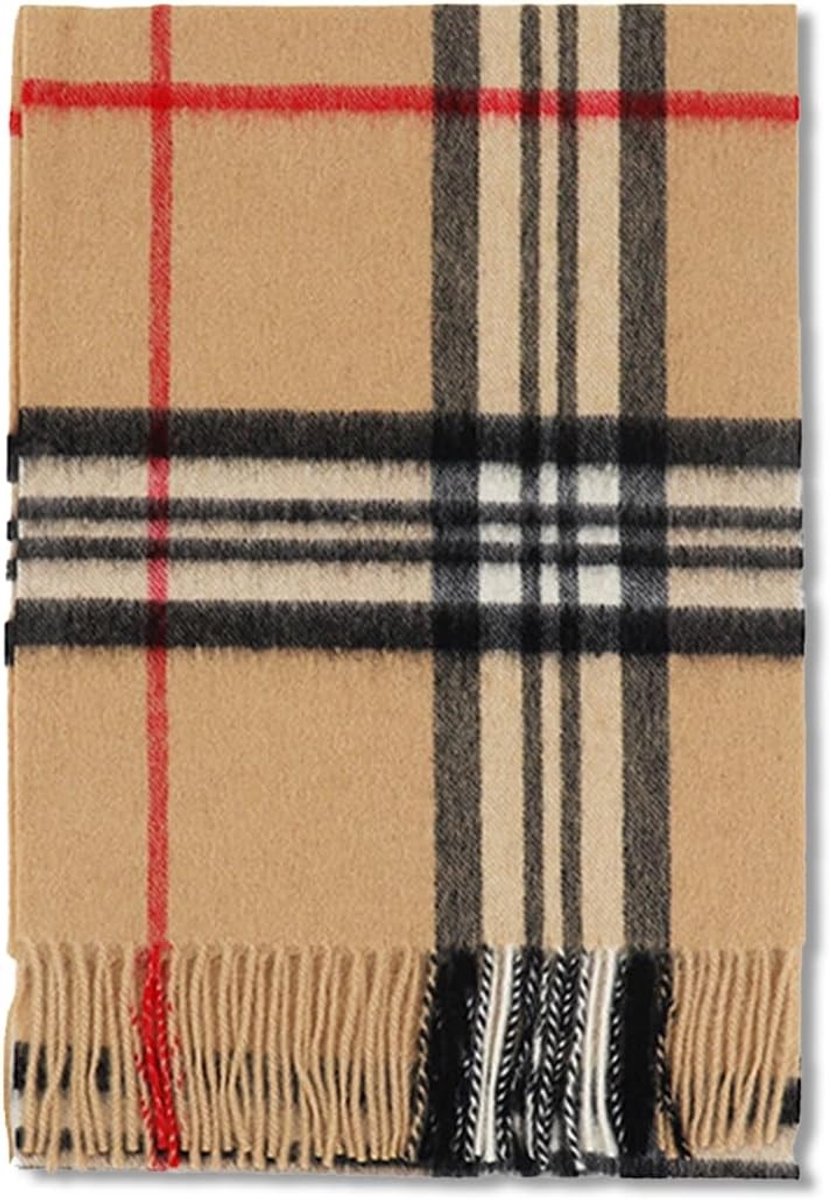 Winterse Tartan Sjaal voor Dames en Heren van Wol met Franje | Klassieke Ruitpatroon Cashmere Sjaal | Warme Pashmina Wrap voor Koude Dagen
