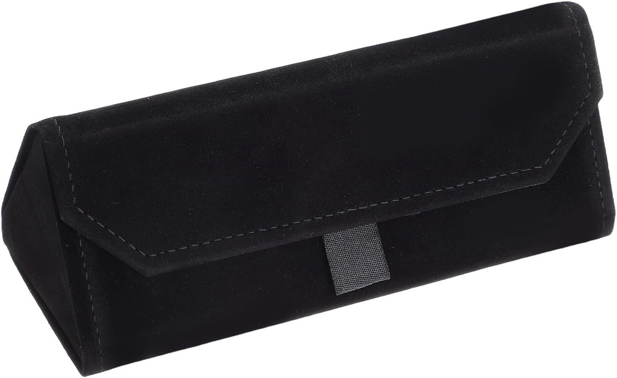 Vouwbare Brilhoes, Driehoekige Magnetische Zonnebril Organizer van Suède, Harde Brilhouder voor Dames en Heren, Zwart, Ideaal voor Brilorganisatie en Bescherming