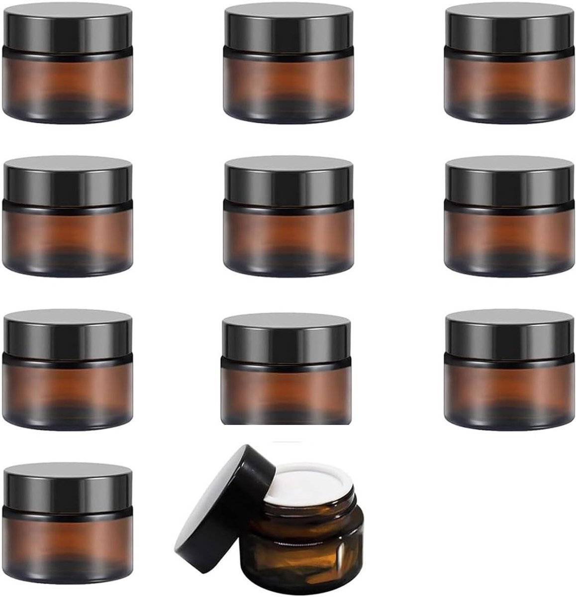 Lege crèmepotten van 5 ml met deksel - ideaal voor cosmetica, lotions en reizen, set van 10 glazen barnsteen