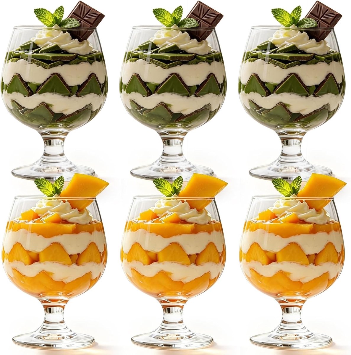 Set van 6 Transparante Dessertglazen van 300ml - Hoge Kwaliteit, Ideaal voor IJs, Toetjes en Feestjes