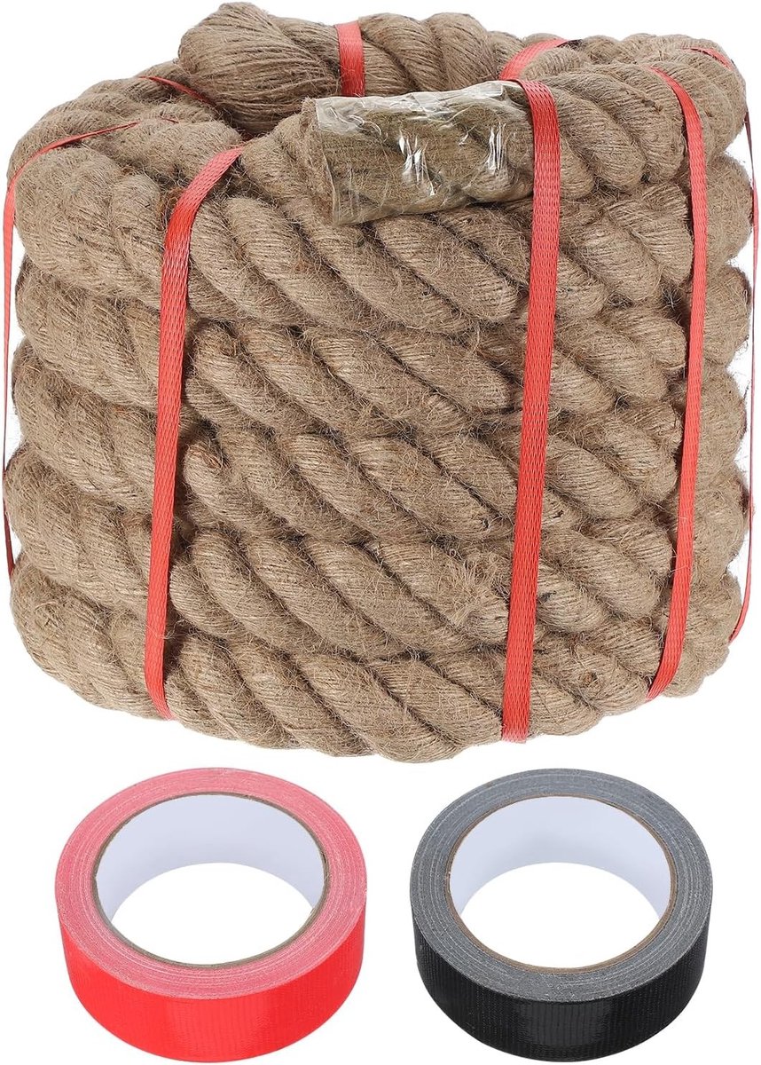 Jute touw 5 cm x 65 meter, natuurlijk en gevlochten, ideaal voor kunsthandwerk, tuinprojecten en decoratie