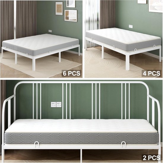 Verstelbare 4-delige antislip matrassteunen voor metalen bedframe, stabilisatoren en zijgrippers voor optimale matrasbeveiliging — afbeelding 3