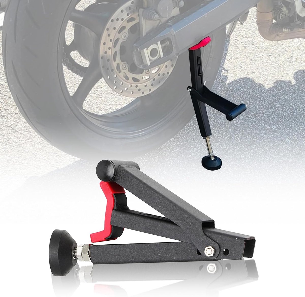 Motorcycle lift stand met handvat - opvouwbaar aluminium - voor de meeste motorwielen - eenvoudig te gebruiken - ShopVlot