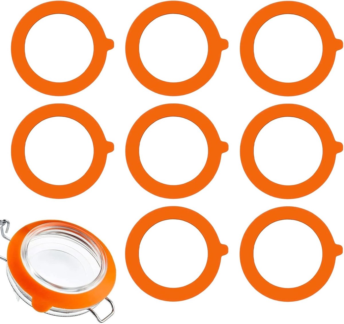 8 spare silicone seals, airtight seal, glass tin silicone seals, suitable for most containers - ShopVlot