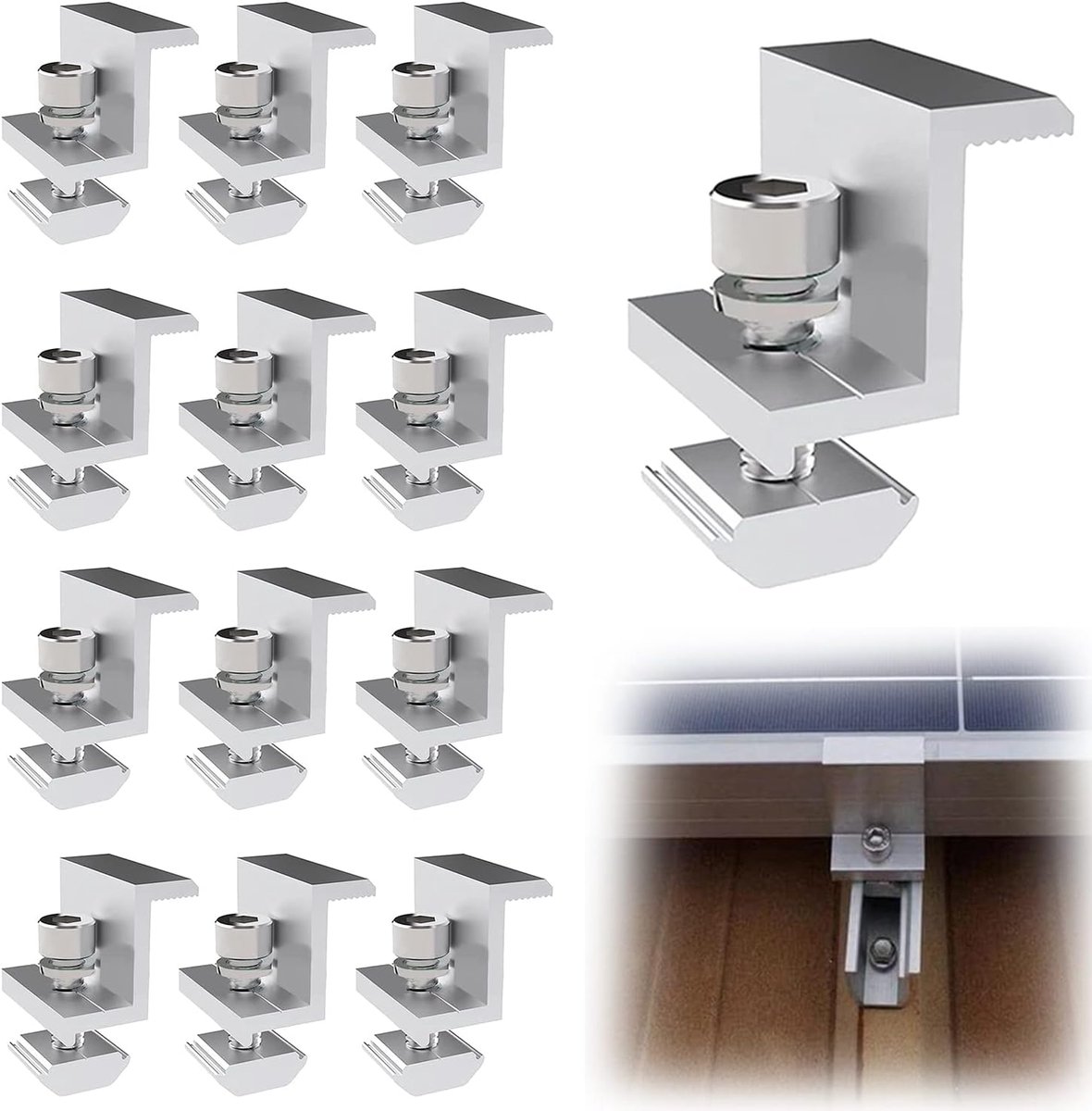 12 Pcs Z Angle Solar Panel Mount, 30mm Holder, Solar Panel Stand, Solar Holders with Nuts and Screws, for Flat Roof - ShopVlot