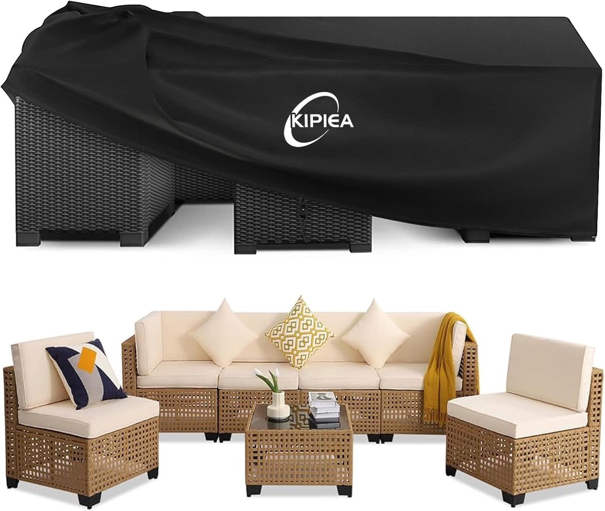 Kipiea Garden Furniture Cover Waterproof,Rectangular Outdoor Furniture Covers Windproof,420D Oxford Fabric Outdoor - ShopVlot