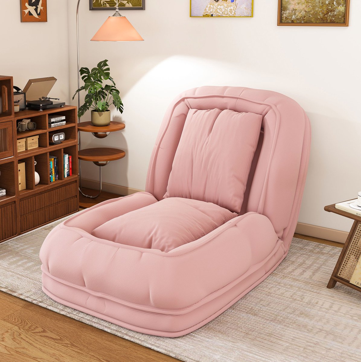 MODENUIT Zitzak Sofa Bed 180 x 90 x 26 cm - 5-Voudig Verstelbaar - Woonkamer En Slaapkamer - Stof - Roze