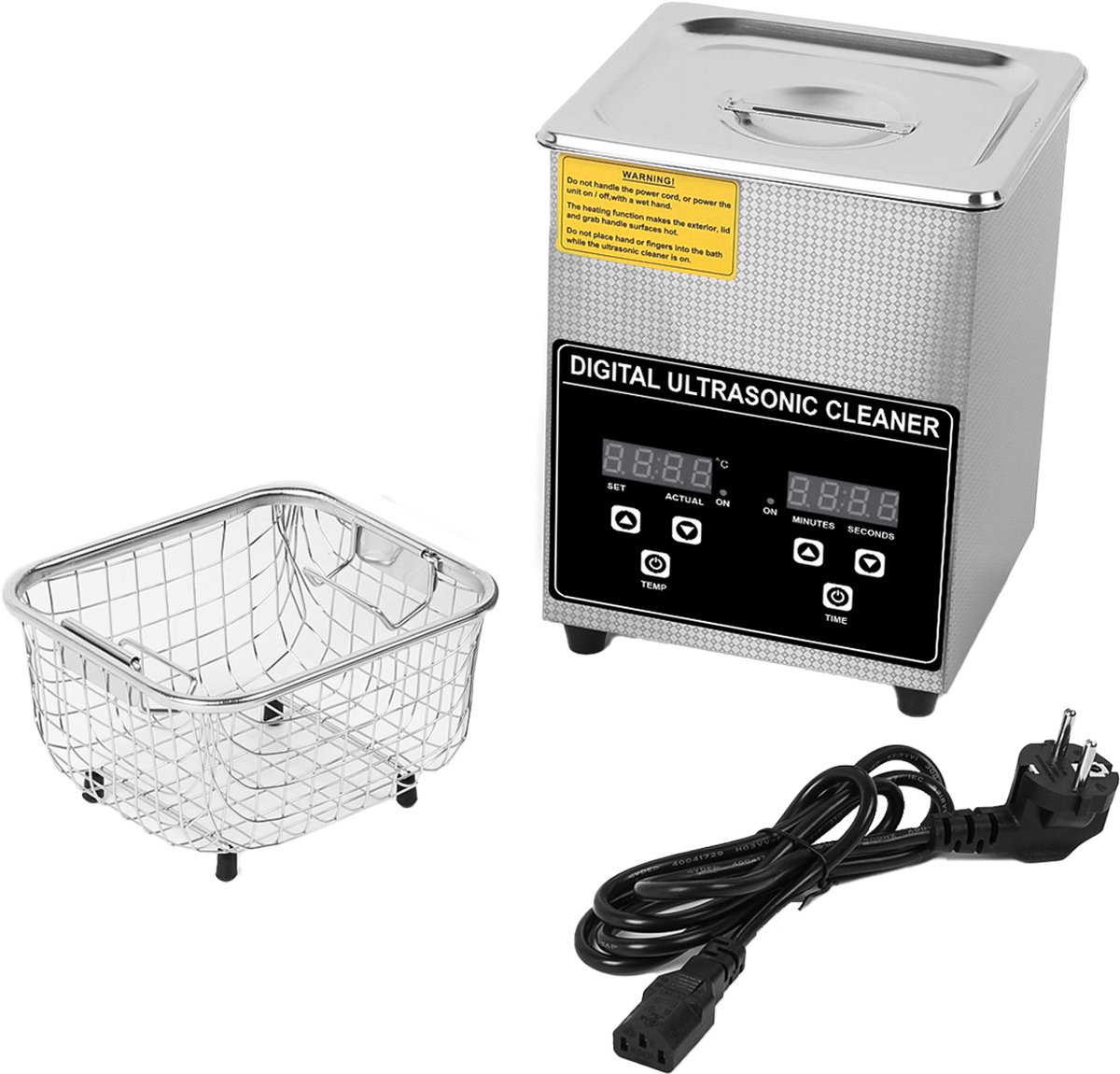 Ultrasone Reiniger Draagbaar - 2L Inhoud - <800W Vermogen - Roestvrij Staal - Voor Huishoudelijk Gebruik