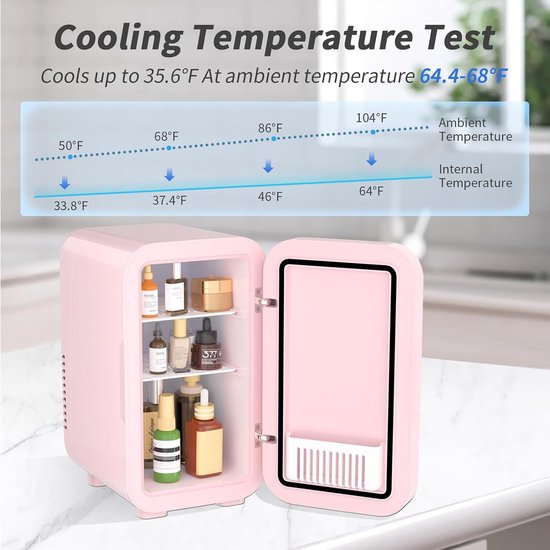 Mini Koelkast - Compacte Koeler - Dranken Koelen - Koel en Warmhoudfunctie - 6 Liter Capaciteit - Roze van MINI — afbeelding 2