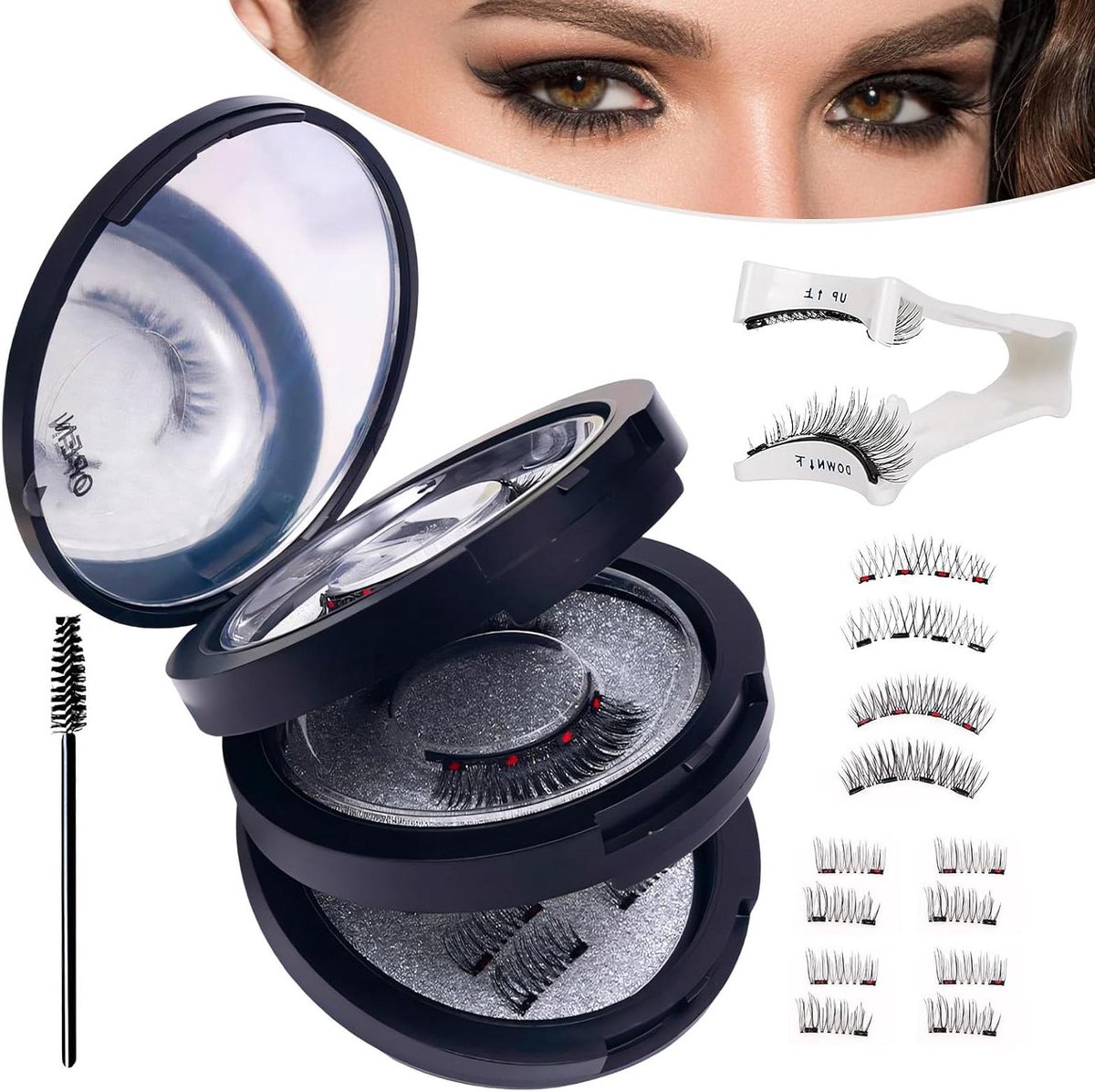 Magnetische Wimpers - Natuurlijke Look - Snel Make-up - Zonder Lijm - 6 Paar - Zwart