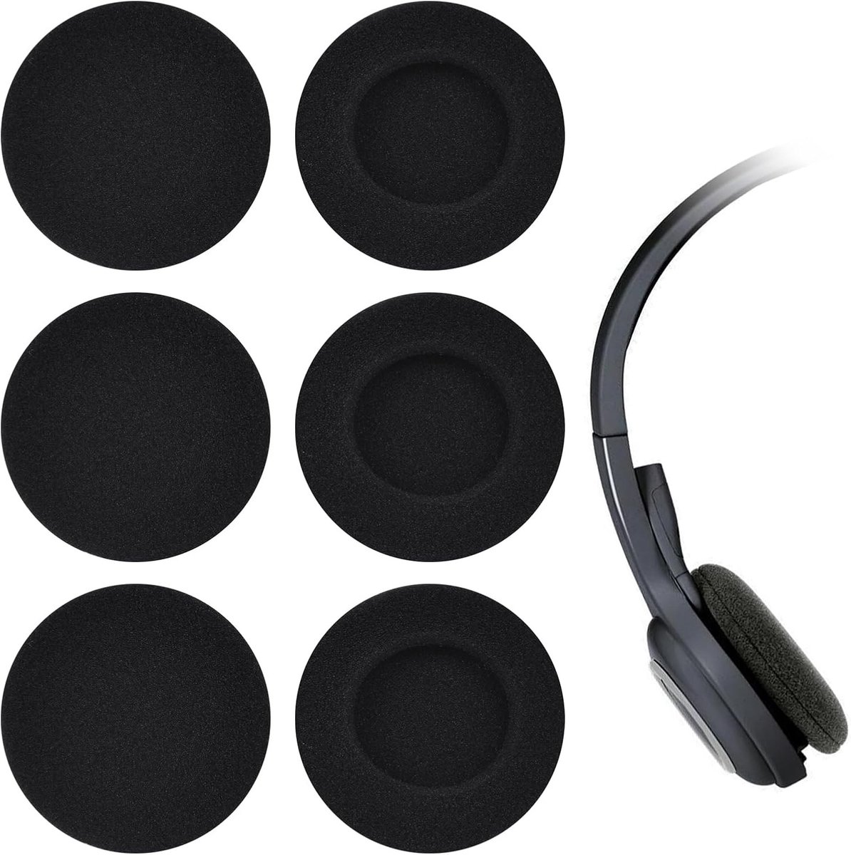 Set van 6 Vervangende Oorkussens voor Hoofdtelefoons, Zachte 45mm Oorkussens, Comfortabele Schuimrubberen Hoofdtelefoon Covers in Zwart