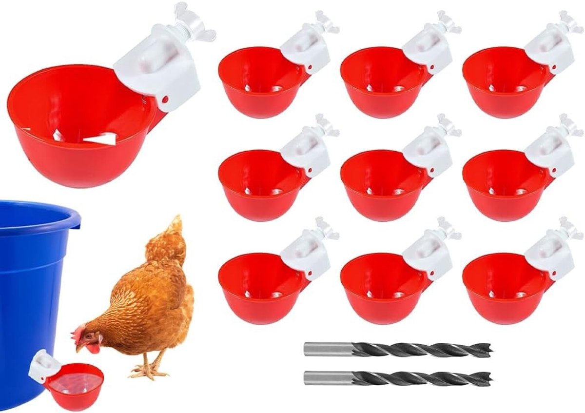 Set van 10 automatische drinkbakken voor kippen en watervogels, ideaal voor eenden, ganzen en kalkoenen, perfect voor DIY watervoorziening