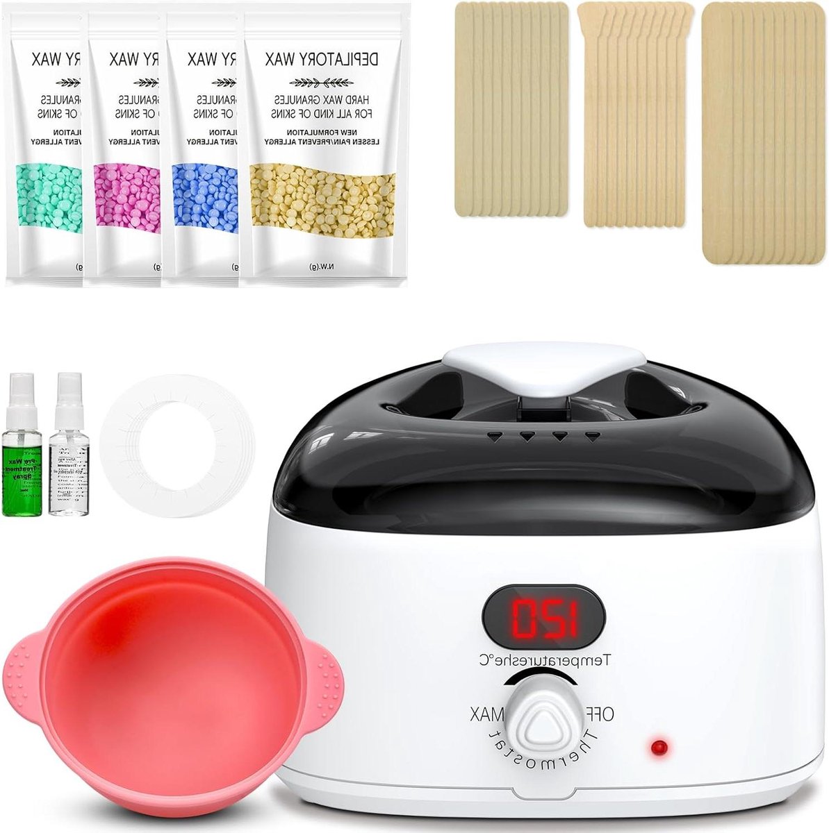 Professionele Wax Set - Ontharingsapparaat Harsen - Gladde Huid - Exacte Temperatuurregeling - 123 kg - Zwart