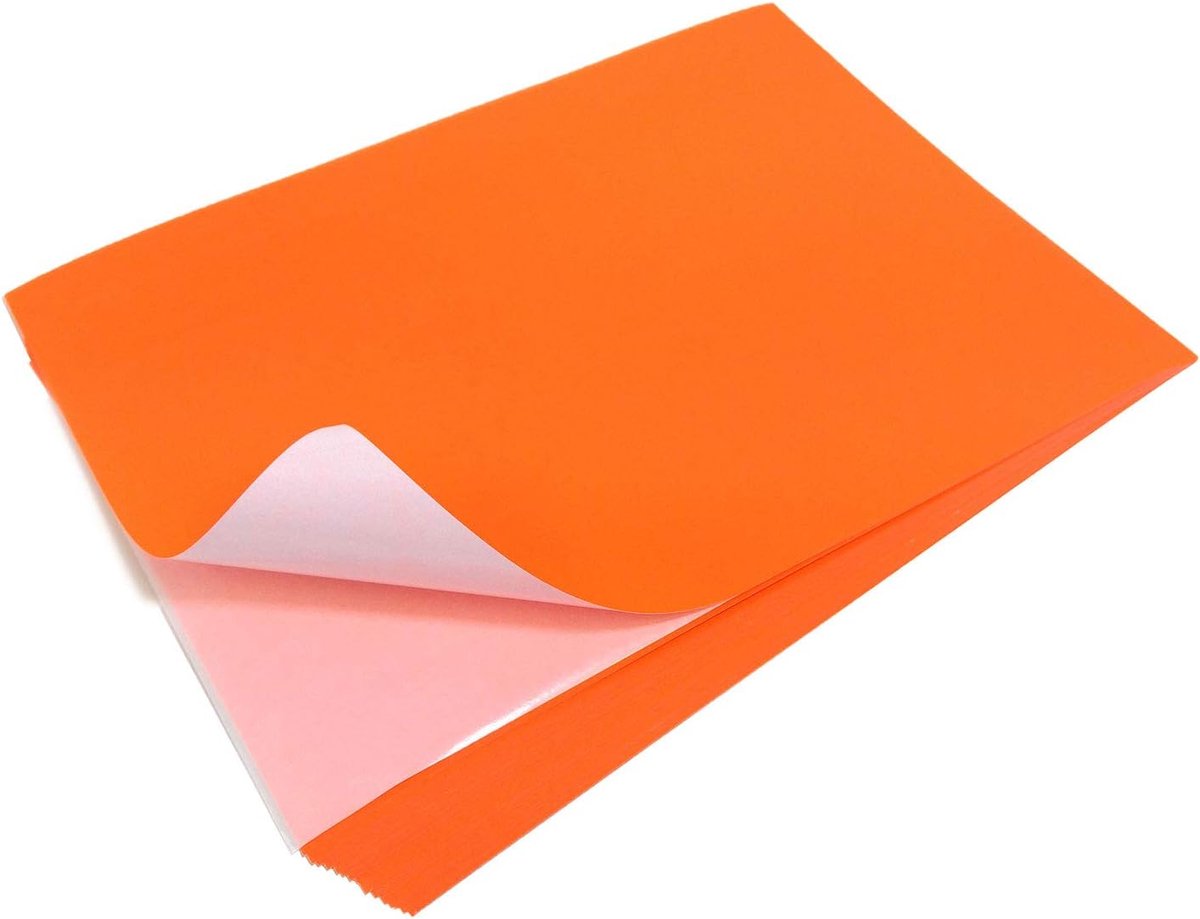 Evergreen Goods A4 50 Sheets Neon Orange Fluorescent Paper Sticker - Self Adhesive Laser Printable Labels - ShopVlot