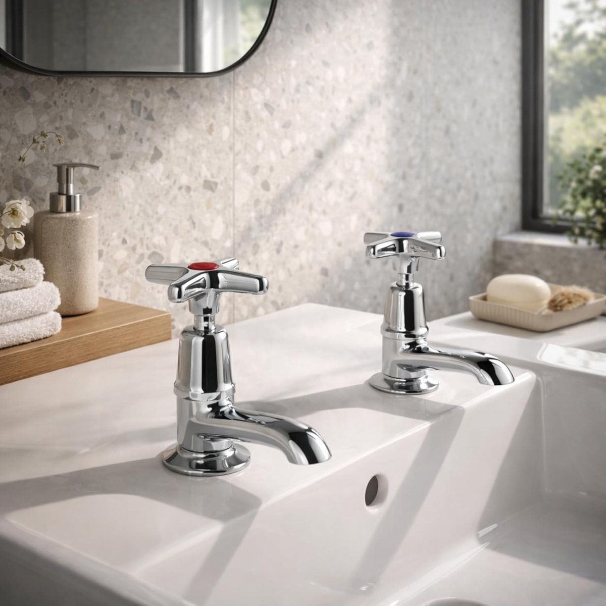 Clever Performa 2159 Cross Top Basin Faucet Cold - Chrome Plated Brass Bathroom Faucet - ShopVlot