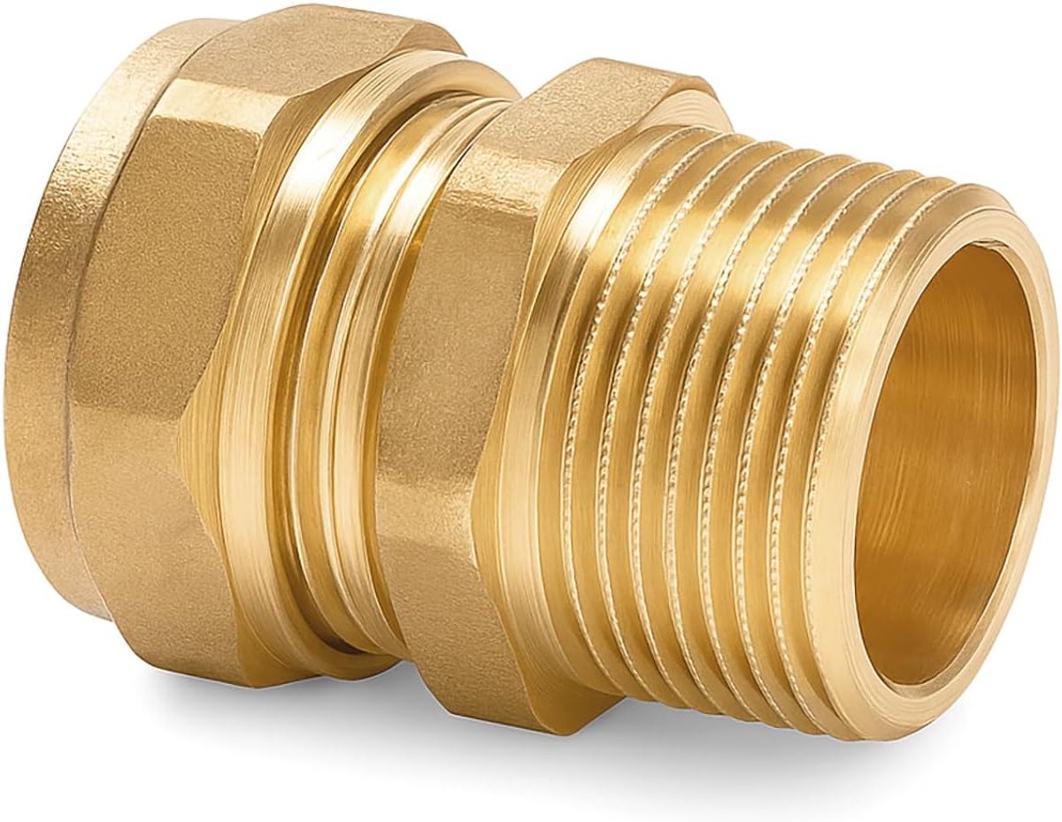 Westco 22mm x 3/4" MI Straight Union Adapter - Brass Compression to Male Thread Connector BG - ShopVlot