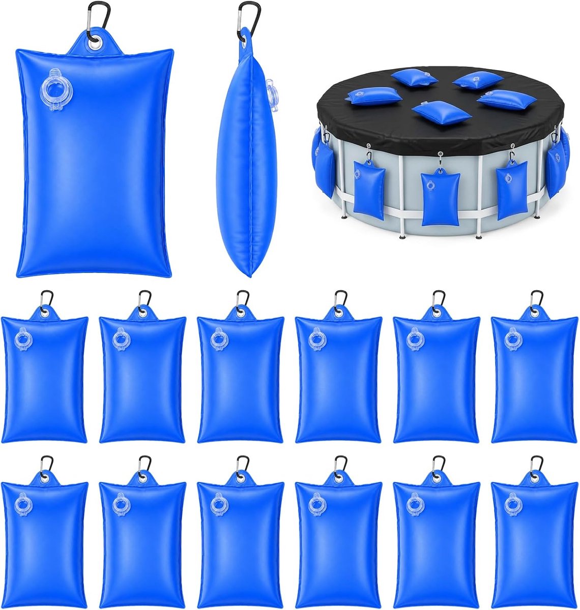 14 stuks zwembadafdekking, gewichten, waterzak, zwembadverzwaringszak met haken, zwembadwaterzak, winterzwembad - ShopVlot