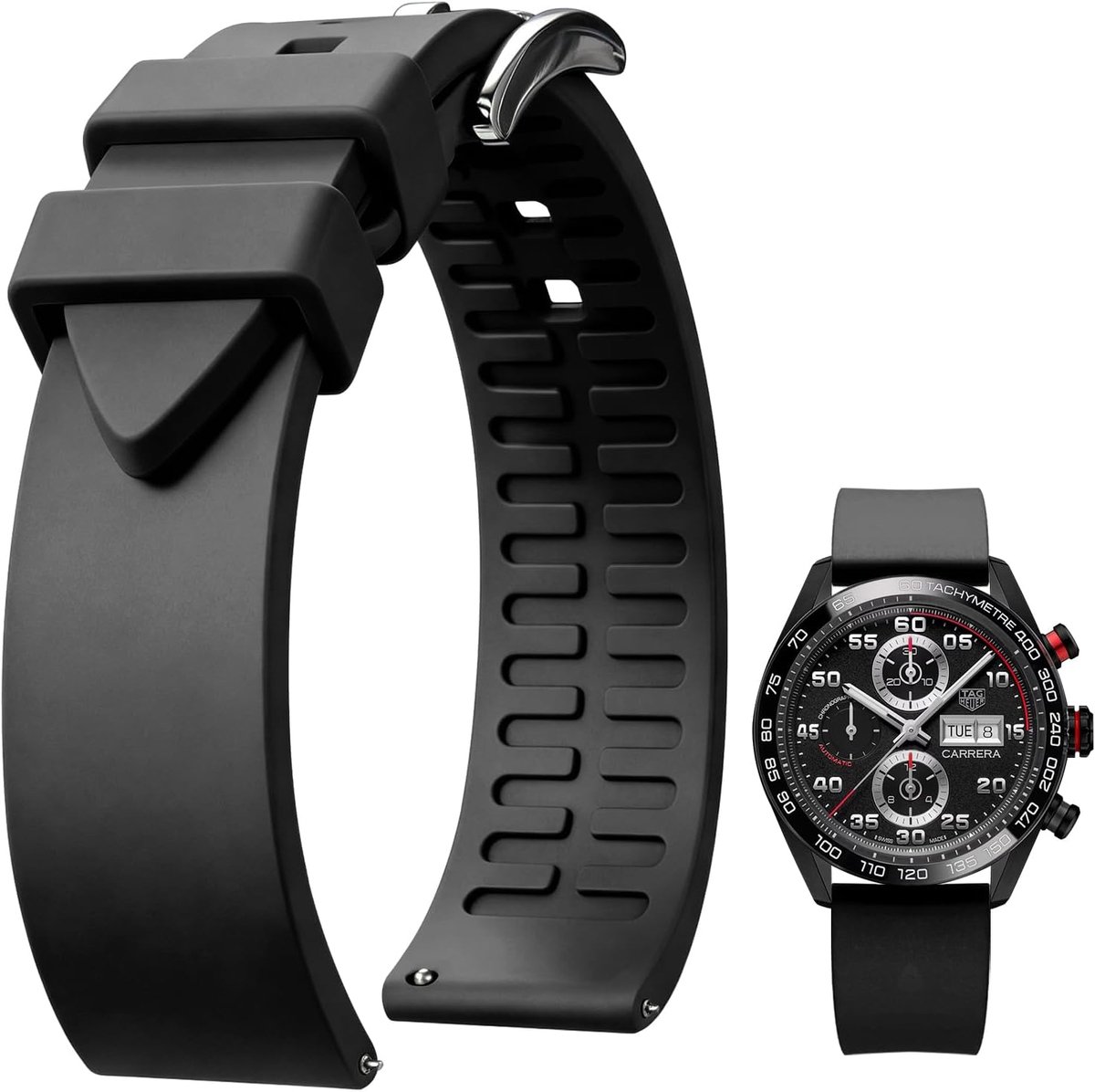 Horlogeband 19mm 20mm 21mm 22mm 24mm - Fluorine Rubber - Snelsluiting - Comfortabel voor dagelijks gebruik - ShopVlot