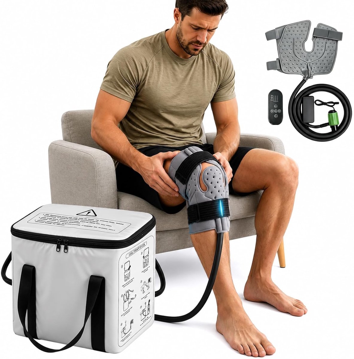 18L ijsmachine voor kniechirurgie, knie-ijspakket wrap met 3 stroominstellingen en timer, knie-ijsmachine voor ACL/TKR - ShopVlot