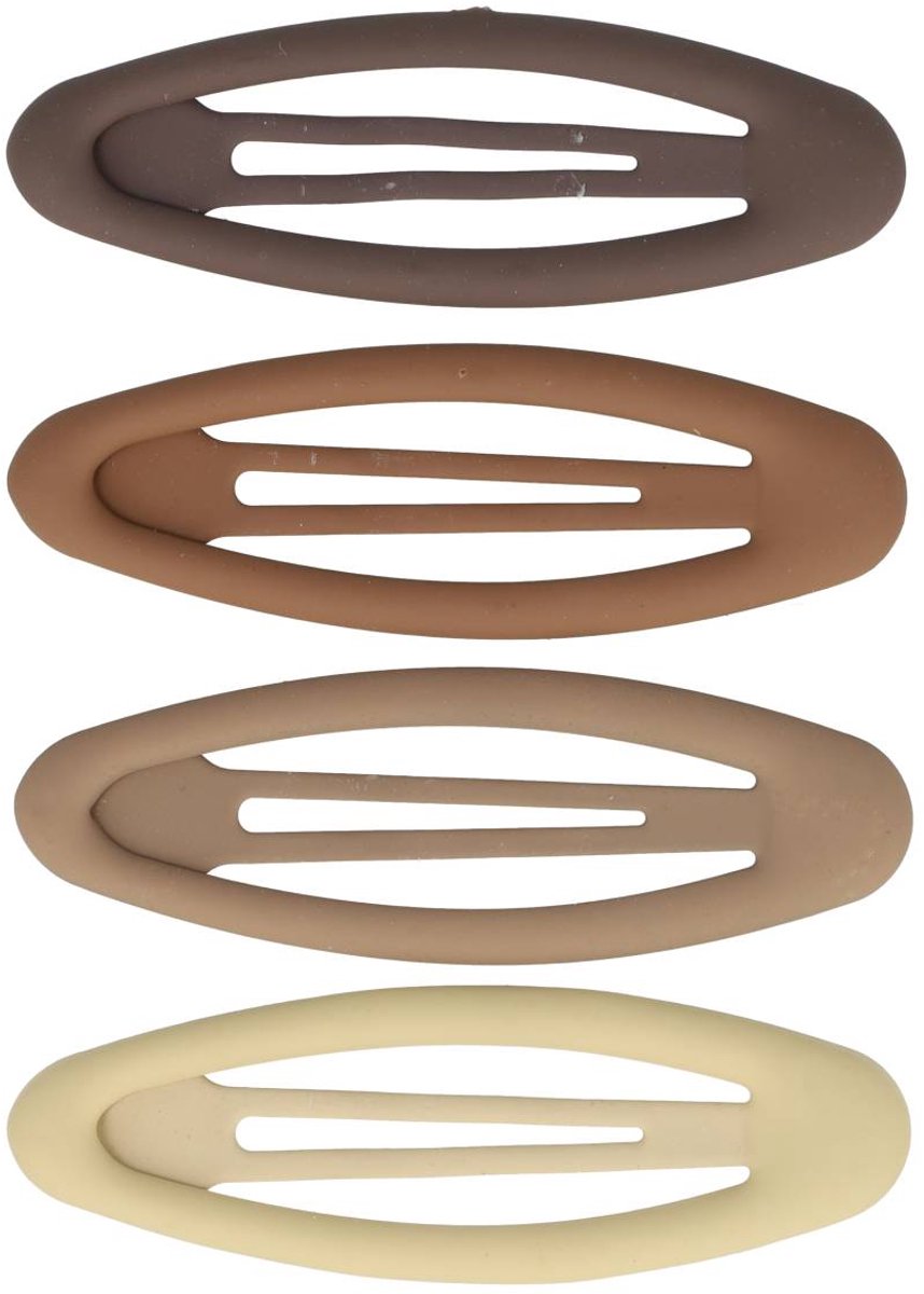 Haarsoires Haarspeld Klikklak 6cm - Ovaal - Matte Kleur - Bruin - Set van 4 - Haarclip Speldjes - Makkelijk in Gebruik - Haaraccessoires voor Volwassenen & Kinderen - Hair Clip - Decoratieve Haaraccessoire