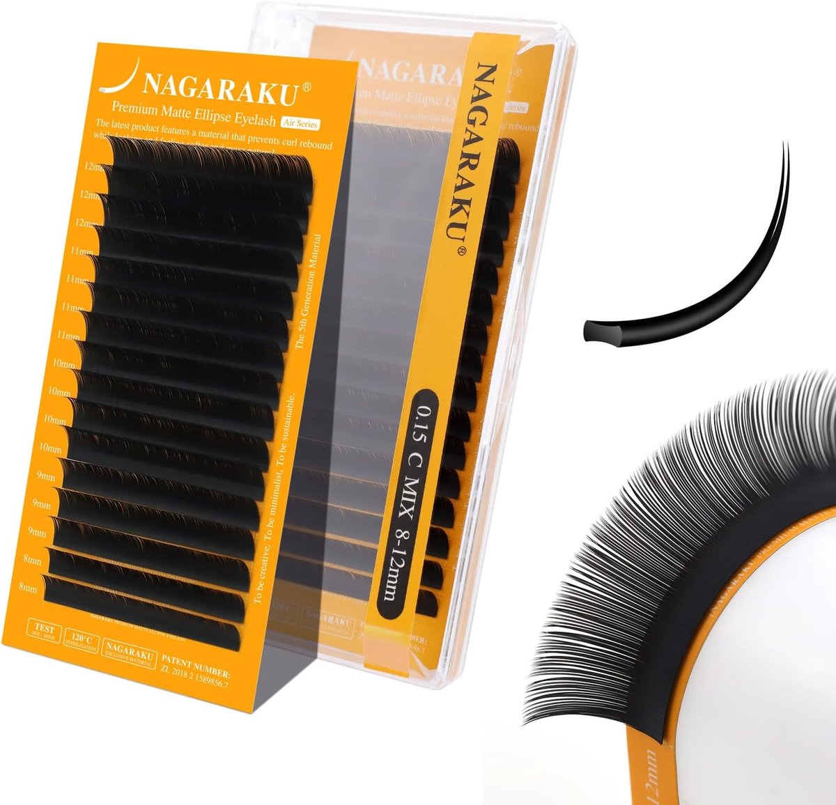 NAGARAKU Flat Ellipse Eyelash Extension 5th Generation Air Series Individual Eyelashes 1:1 Ultra Light Thin Natural - ShopVlot